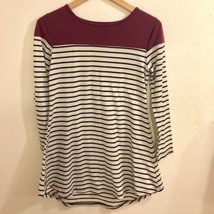 Maroon long sleeved striped dress